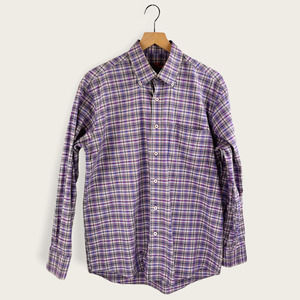 Alan Flusser Shirt, Button Up Purple Plaid, M